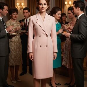 70's💓jackie bernard FOR EKLEKTIC Double-BreastedCREPE Coat/Blazer BABY PINK Sz8